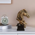 thumbnail image 3 of Resina americana Cabeza Estatua Granja Casa Sala de Decoración pequeña sala Arreglo Artesanía Muebles Escultura Adorno Oro BLESIY estatua de cabeza de caballo, 3 of 8
