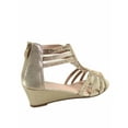 thumbnail image 2 of Daiso-28 Women Peep Toe Glittle Gladiator Low Wedge Heel Sandals Party Shoes ( Champagne, 9), 2 of 2