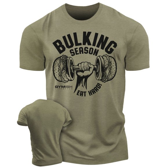 Gymish Bulking Season V2 Gym Shirt – Funny Workout T-Shirt for Men, Lifting Tee, Men’s Athletic Gym Wear