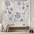 thumbnail image 5 of Blue Flower Vintage Tapestry for Bedroom Wall Hanging Tapestry, Abstract Ethnic Floral Pastoral Ceiling Backdrop Tapestries Poster Blanket Wall Decor for Teens Room Living Room Dorm 59" x 79", 5 of 8