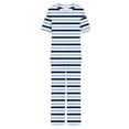 thumbnail image 4 of Bovxnpu Summer Casual Outfits For Women, 2 Piece Lounge Sets, Women's Casual Short Sleeved Round Neck Top/Loose Straight Tube With Pocket Long Pants Set S, 4 of 5