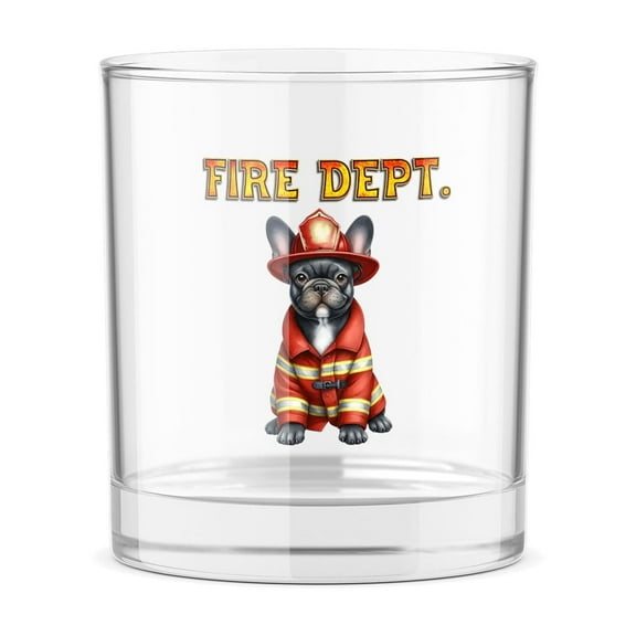 Firefighter French Bulldog Hero Rescue Fire Dept Fireman USA Flag 11oz Whiskey Glass Mug Dog Lover Gifts Whiskey Cocktail Glasses Cup - 02026