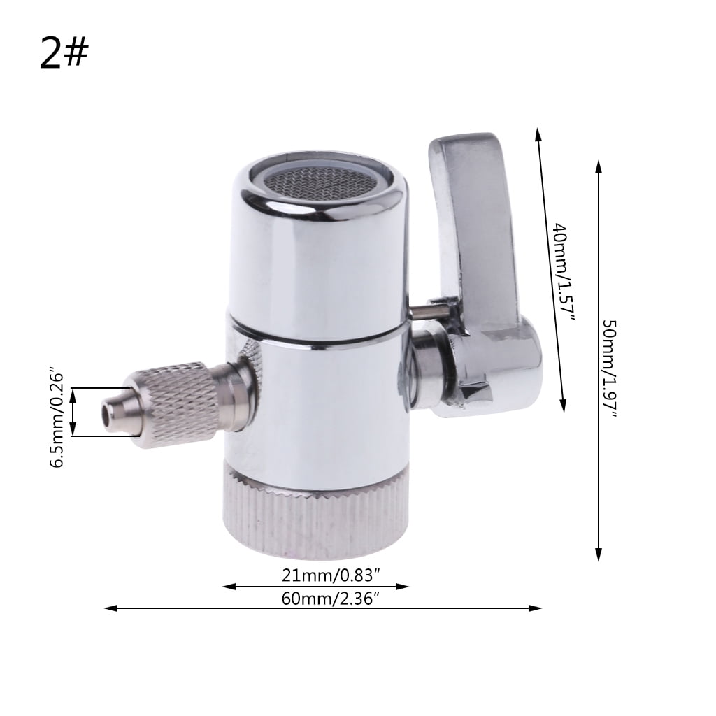 Chrome Faucet Adapter Diverter Valve For RO Water Filter 1/4" or 3/8" Tube