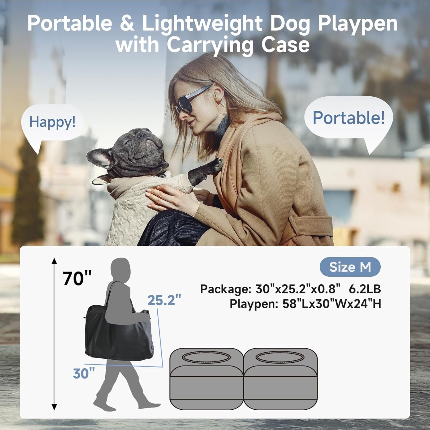 2-in-1 Pet Game Fence for Dogs & Cats - Pop-Up Portable Indoor/Outdoor Closed Design, No Divider Unified Space, Multi-Use Tent/Box Cage Kennel for Small Animals