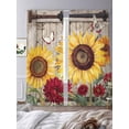 thumbnail image 3 of Sunflowers Sheer Curtains 84 Inch Length 2 Panels Set Window Treatments, Retro Flower Barn Doors Butterfly Farmhouse Brown Rod Pocket Semi Curtains for Living Room/Bedroom/Kitchen, 104"W x 84"L, 3 of 7
