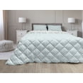 thumbnail image 1 of Geometric Comforter & Sham Bedding Set, Triangle Design with Square Shapes in Pastel Colors Traditional Patchwork, 3 pcs Duvet Set Microfiber Filling Quilt, 5 Sizes, Cream Pale Blue, by Ambesonne, 1 of 4