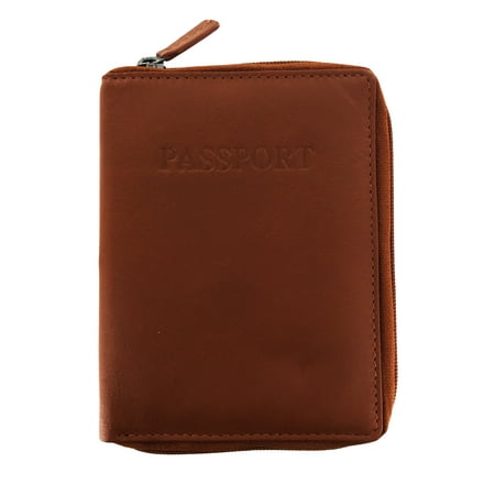 Faddism - Faddism Womens Leather Minimalist Zip Around Travel Passport Wallet - 0