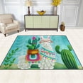 thumbnail image 2 of GZHJMY Cute Llama with Cactus Non Slip Area Rug for Living Dinning Room Bedroom Kitchen, 4' x 5'(48 x 63 Inches), Llama Nursery Rug Floor Carpet Yoga Mat, 2 of 6