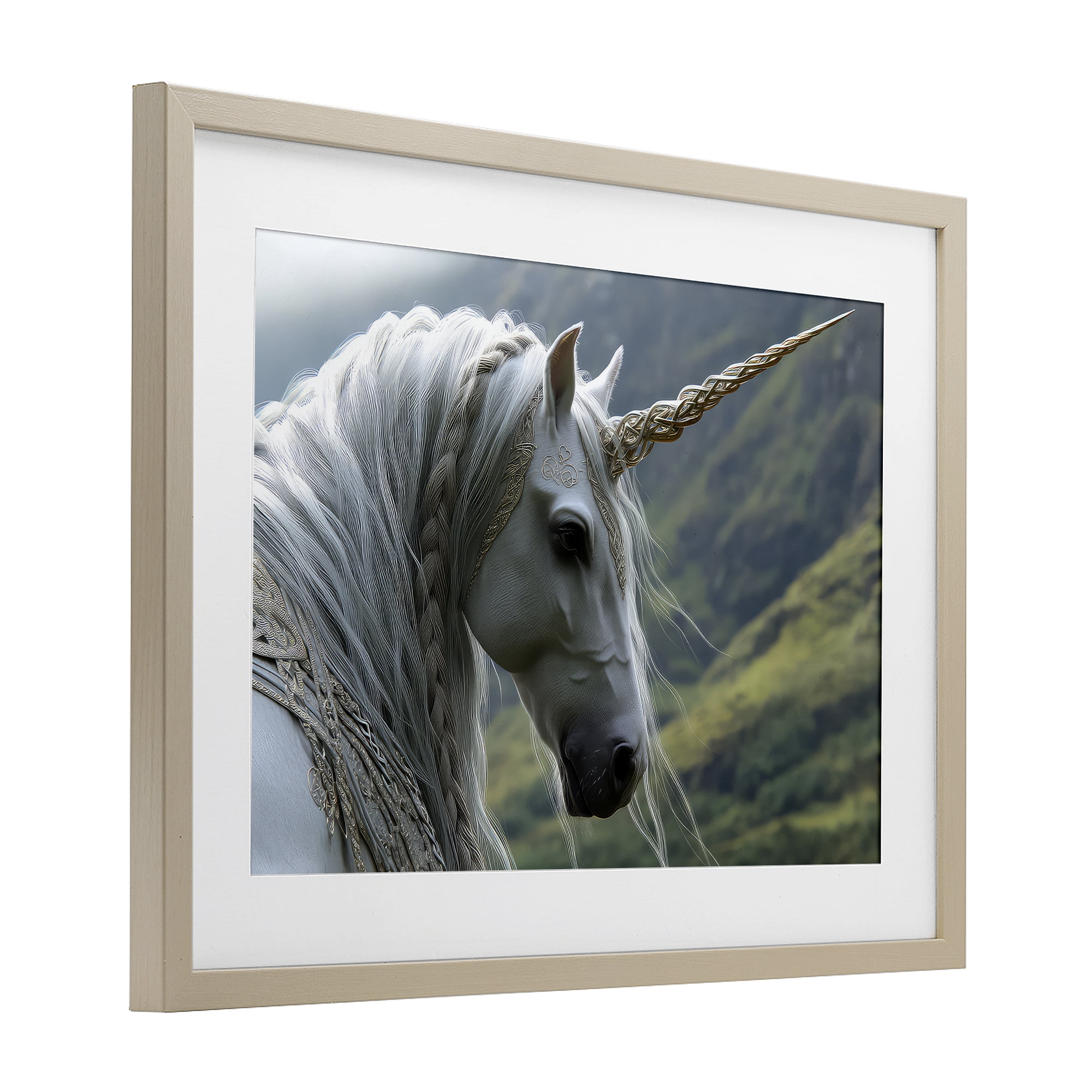 Stupell Industries Celtic Unicorn Braided Mane Birch Framed Print Under Glass, design by The Wands Want