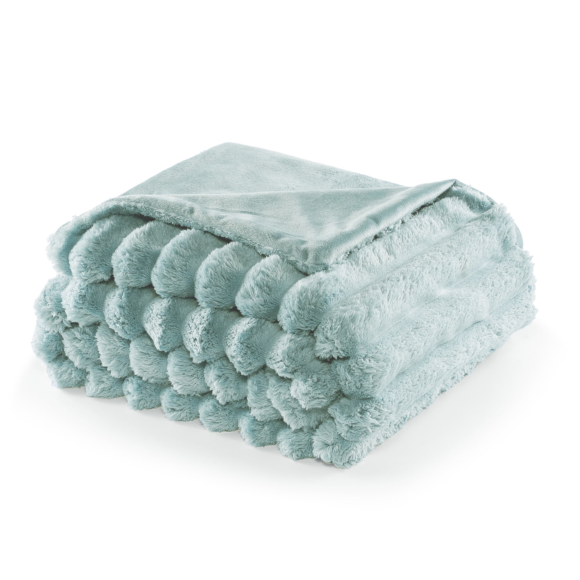 CBCHome Jumbo Velvet Plush Wide Ribbed Throw Blanket - Super Soft, Warm, Cozy Fluffy Throw for Couch, Bed, Sofa - All Season Décor (Blue Surf, 50" x 60")