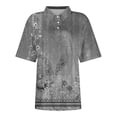 thumbnail image 3 of Mohiass Womens Polo Shirts Floral Wicking Oversized Tshirts Lapel Collared Beach Shirts Button Up Dressy Tops and Blouses Gray L, 3 of 4