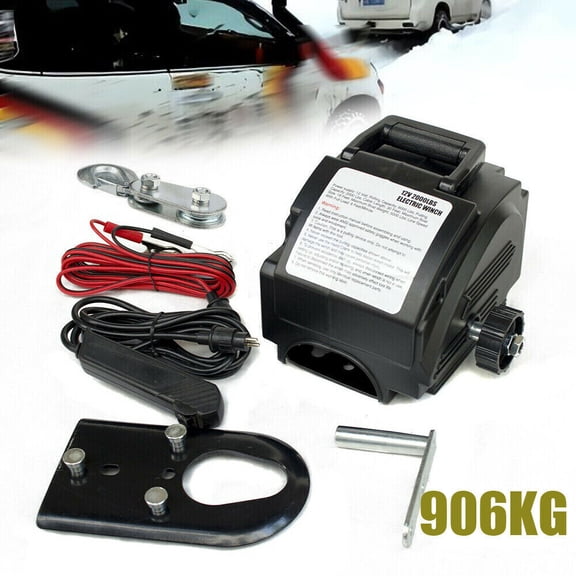 12V 300W Portable Electric Winch 2000LB Remote Towing Hitch Truck Trailer Boat!