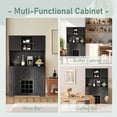 thumbnail image 5 of Coffee Bar Cabinet With 2 Drawers And 4 Doors, Featuring 9-Grid Bottle Holders And Open Shelves, Coffee Bar Cabinet For Dining Rooms Kitchen Spaces, 5 of 9