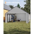 thumbnail image 3 of TrailBlaze Heavy Duty Zippered Door Panel for Metal Carport - Waterproof UV-Resistant PE Tarp Kit - Ball Bungees Included - Side Panel for Outdoor Garage - White, 20FT Width, 3 of 8