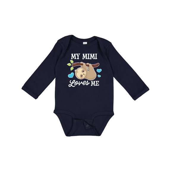 Inktastic My Mimi Loves Me with Sloth and Hearts Boys or Girls Long Sleeve Baby Bodysuit