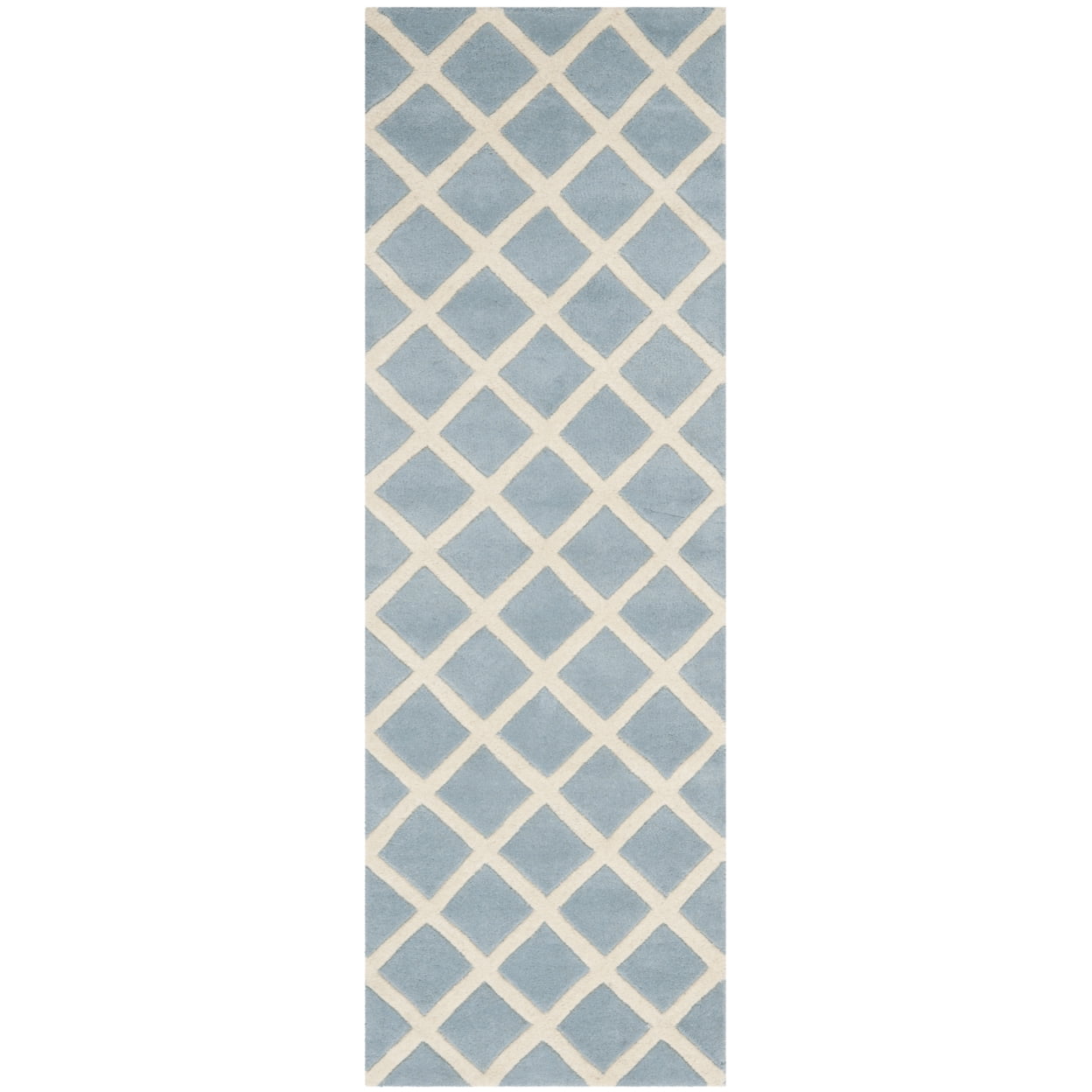 SAFAVIEH Chatham Jahn Geometric Diamonds Wool Area Rug, Blue/Ivory, 7' x 7' Square