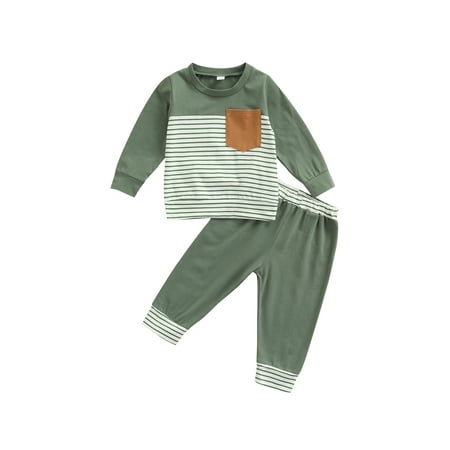 

LWXQWDS Baby Boys Long Sleeve Stripe Sweatshirt Tops Elastic Waist Long Pants