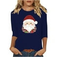 thumbnail image 2 of HOMBOM Womens 3/4 Sleeve Shirts Plus Size Outfits Blue Christmas Christmas Tree Funny Blouse for Women Xmas, 2 of 4