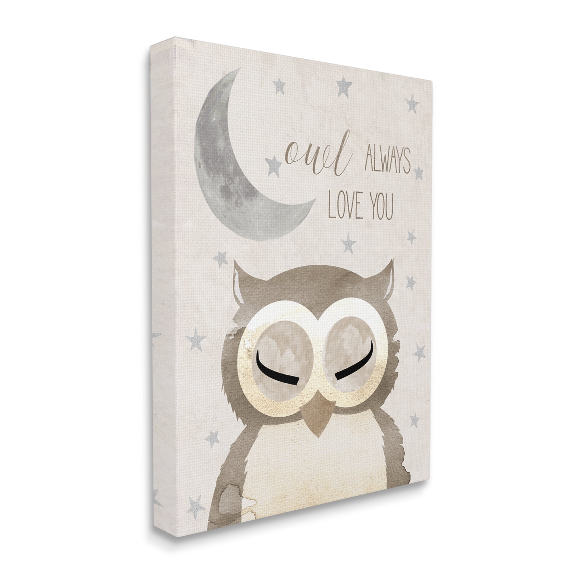 Stupell Industries Owl Always Love You Pun Landscape Painting Gallery Wrapped Canvas Art Print Wall Art, 24 x 30