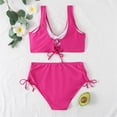 thumbnail image 6 of Women's Bikini Set Solid Color Strappy One Shoulder High Waist Sexy Two Piece Swimsuit for Beach Vacation,Hot Pink,L, 6 of 7