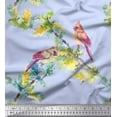 thumbnail image 3 of Soimoi Blue Moss Georgette Fabric Bulbul Bird Printed Craft Fabric by the Yard 44 Inch Wide, 3 of 3