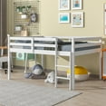 thumbnail image 3 of Low Loft Bed, Wood Full Size Loft Bed Frame with Ladder and Guardrail for Kids Teens Boys Girls, Space Saving Loft Bed, White, 3 of 7