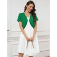thumbnail image 2 of DEMOTIME Women's Cardigan Open Front V-Neck Lightweight Short Sleeve Bolero Shrugs Green L, 2 of 6