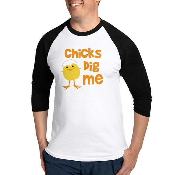 CafePress - Chicks Dig Me Baseball Jersey - Cotton Baseball Jersey, 3/4 Raglan Sleeve Shirt