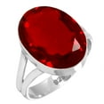 thumbnail image 1 of 925 Sterling Silver Ring For Women - Girls Red Ruby Simulated Gemstone Silver Ring Size 10.5 July Birthstone Simple Silver Ring Size 10.5 Valentine's Day Gift For Women 925 Silver Gemstone Jewelry, 1 of 5
