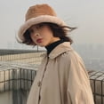 thumbnail image 3 of SikaFu Bucket Hat Thick Warm Fleece Lined Winter Hat Lady Corduroy Cute Flat Top Bucket Cap Female Packable Wide Brim Panama Hat, 3 of 6