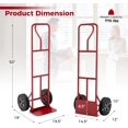 thumbnail image 6 of Fusion Hand Truck, P-Handle Hand Truck Dolly w/Vertical Loop Handle, 10” Rubber Wheels, 15”x8” Foldable Nose Plate, 660LBS Capacity, Heavy Duty Metal Dolly Cart for Lifting, Stairs (Red), 6 of 9
