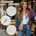 thumbnail image 6 of DISNIMO Peacock Floral Printed Jackets for Women Casual Sweatshirts Long Sleeve Coat Fall Winter Clothes, S, 6 of 7