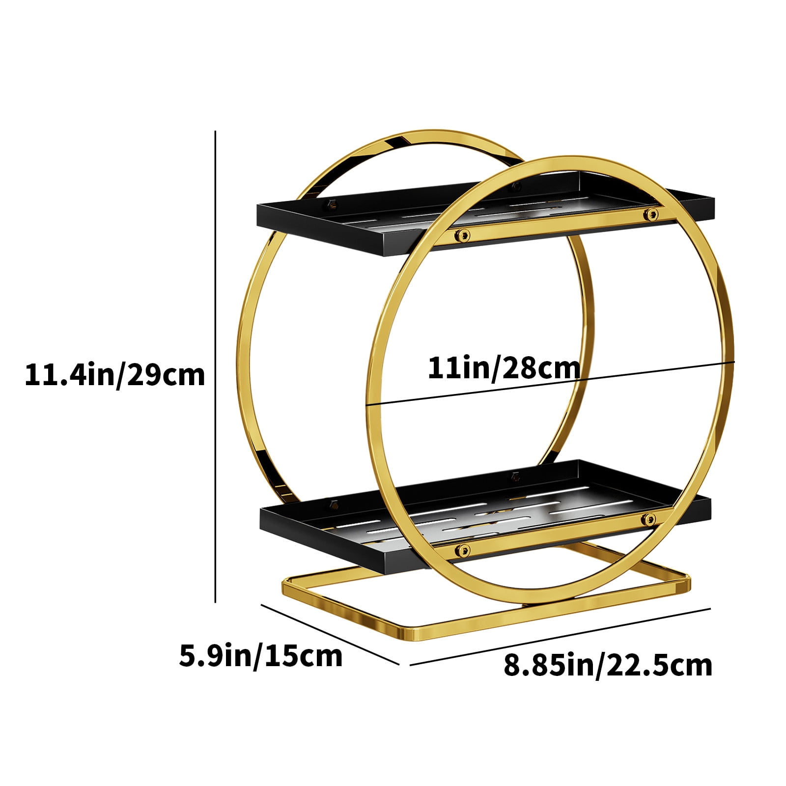 Cosmetic Organizer Storage Shelf, Multi-tier Open Design, Gold Stainless Steel, Countertop Vanity Tray, Bathroom Kitchen Dresser Decor, Topliu