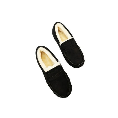 

Daeful Women s Moccasin Slippers Micro Suede Warm Faux Fur Lined Cozy Indoor & Outdoor Slip On Loafers