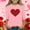 Pink, variant on Girls Red Glitter Heart Top - Cold Shoulder 3/4 Sleeve Soft Stretchy Casual Shirt for Girls 4-12,Size 3-4T