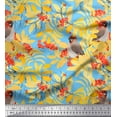 thumbnail image 1 of Soimoi Blue Cotton Cambric Fabric Leaves,Berries & Bird Printed Craft Fabric by The Yard 42 Inch Wide, 1 of 1