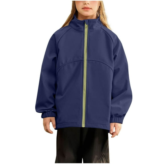 Ugoldhm Waterproof Rain Jackets for Boys and Girls, Lightweight Windbreaker Coat, Sizes 4-16 Years