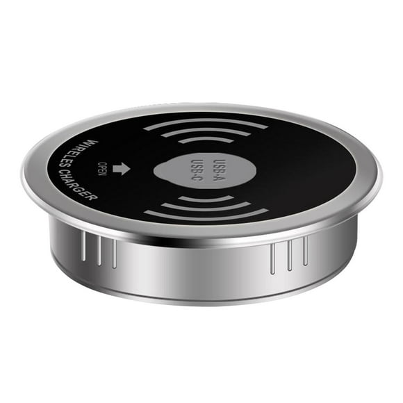 Tachiuwa Waterproof Charger 60mm Desktop Embedded with Type-C usbharging Ports for Office Desk And Other Public - Black, 5W