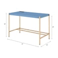 thumbnail image 4 of GZXS Modern Rectangular Writing Desk with USB Charging Station, Gold Metal Frame, and Sleek Navy Blue MDF Desktop – 42"x20"x30", 4 of 7