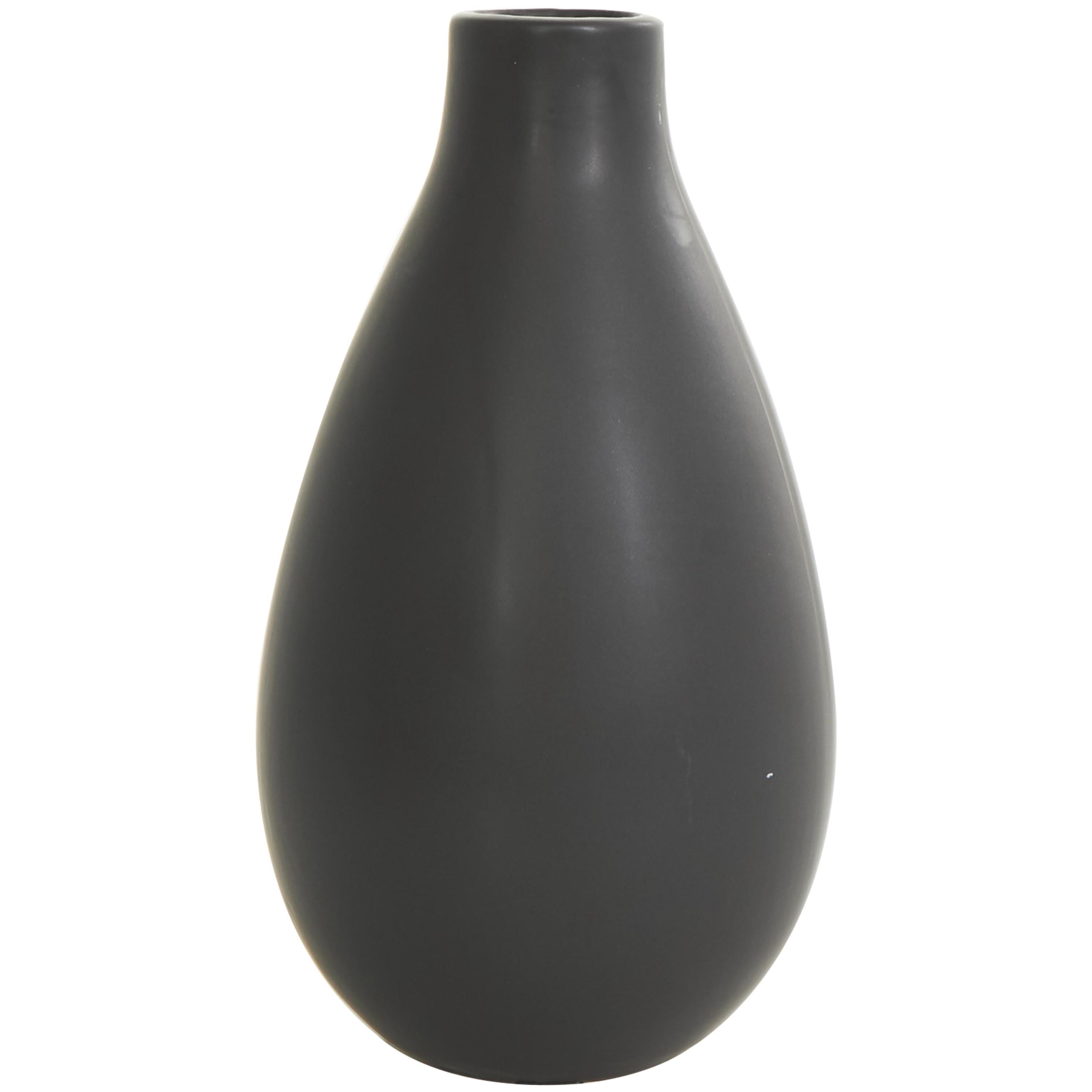 DecMode 5"W, 8"H Minimalistic Black Ceramic Vase with Varying Shapes, Set of 3