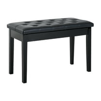 Piano Bench, Duet Keyboard Bench - Padded Faux Leather Seat, Wooden Frame - Black, Traditional Style - for Piano Lessons & Performances