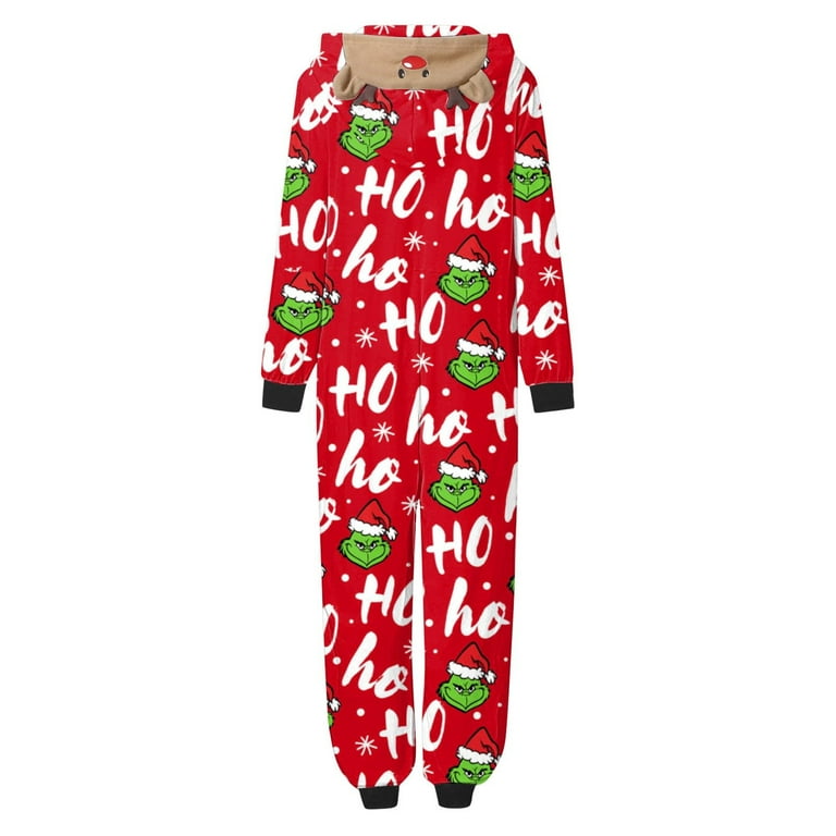Clearance Before Christmas Christmas Grinch Family Pajamas Matching Sets Grinch Christmas Costume Classic Hoodies Xmas Sleepwear for Family Christmas Pajamas for Family Christmas Pjs Matching Sets Wal...