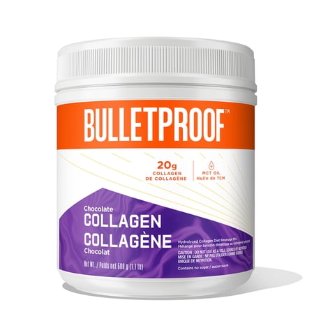 Chocolate Collagen Protein Powder with MCT Oil, 19g Protein, 17.6 Oz, Bulletproof Collagen Peptides and Amino Acids for Healthy Skin, Bones and Joints