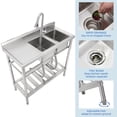 thumbnail image 4 of Garvee Double Bowl Utility Sink with Hot & Cold Faucet,Stainless Steel Kitchen Sink with Storage Shelves for Restaurant, Cafe, Bar, Hotel, Garage, Laundry Room, 4 of 9