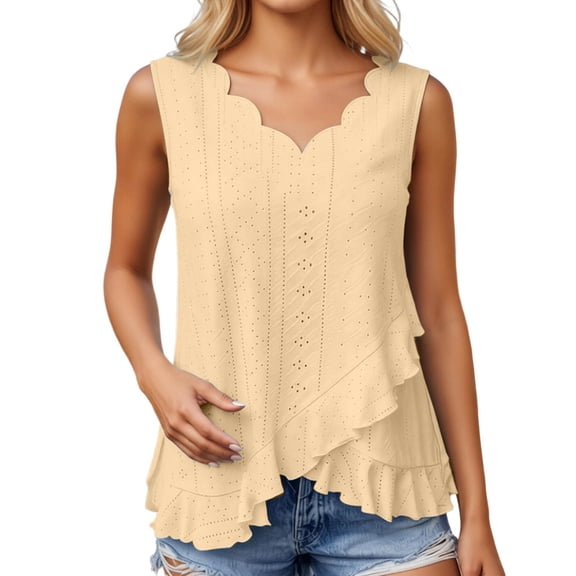 MEZZALL Women Summer Sleeveless Casual Solid Color Trim V-Neck Tank Tops For Daily Wear Versatile Ladies Camisole