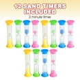thumbnail image 2 of ArtCreativity 2-Minute PVC Sand Timers 3.5-inch Hourglass Timers Preschool Elementary Kids 12-pack Classroom Party Favors, 2 of 7