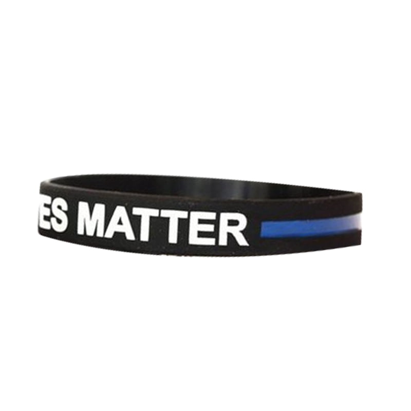 AkoaDa AkoaDa 2Pcs Blue Lives Matter Thin Blue Line Silicone Wristband Back The Blue Bracelet
