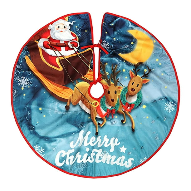 Christmas Ornaments Christmas Tree Skirt 90CM Printed Tree Skirt Home Christmas Tree Decoration