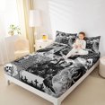 thumbnail image 3 of Castle Fairy Goth Rose Skull Bed Sheets 4-Piece,Halloween Crow Moth Spider Moth Full Size Sheets,Gray Black,1 Fitted Sheet,1 Flat Sheet and 2 Pillowcases, 3 of 6