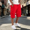 thumbnail image 2 of XDZJLR Big And Tall Cargo Shorts Men Casual Shorts With Pockets And Drawstring Solid Color Versatile Hiking Shorts Red Xl, 2 of 7